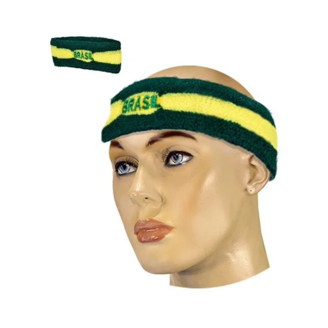 Brazil Green And Yellow Embroidered Headband
